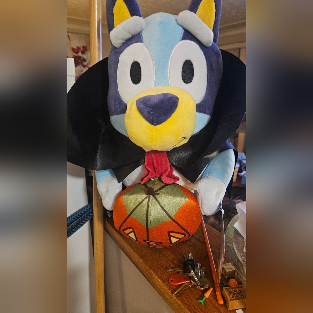 Large Standing Bluey Halloween Vampire Plush Decoration